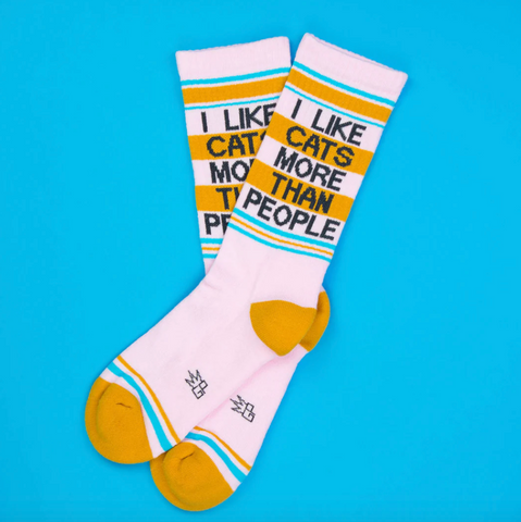 Gumball Poodle I Love Cats More Than People Gym Crew Socks