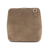 Leather Crossbody Suede Bag Taupe