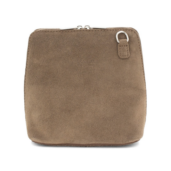 Leather Crossbody Suede Bag Taupe