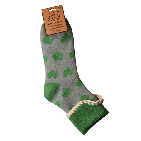 Green Heart Cuff Ladies Socks