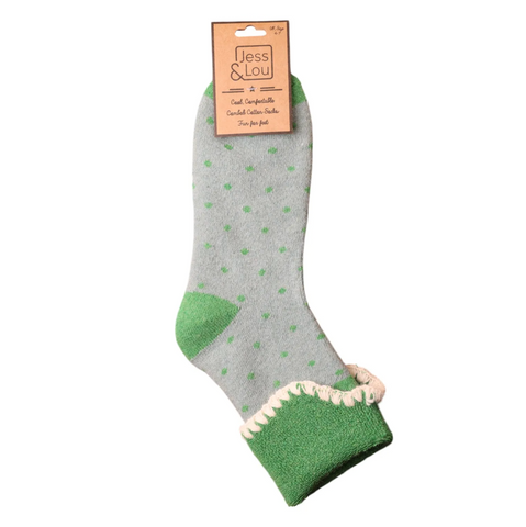 Green Dot Cuff Ladies Socks