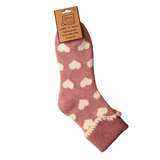 Pink Heart Cuff Ladies Socks