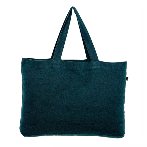 Washed Linen Cotton Shopping Bag - Prussian Blue