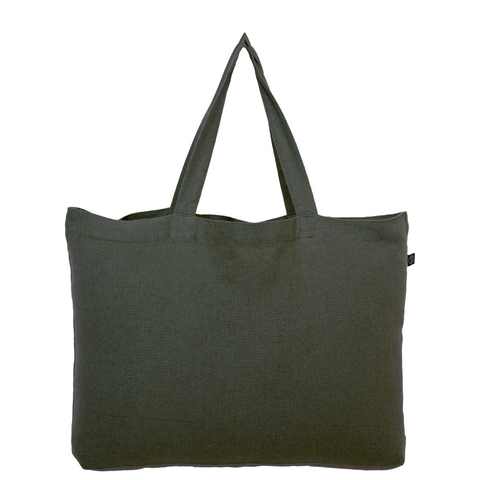 Washed Linen Cotton Shopping Bag - Khaki