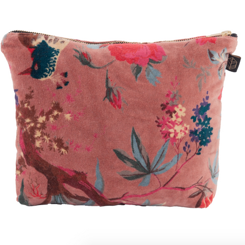 Birdy Velvet Washbag - Dark Rose