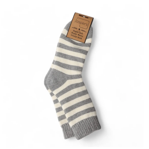 Jasper's Mens Grey and White Stripe Socks