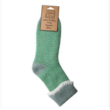 Green Cuff Herringbone Cosy Socks