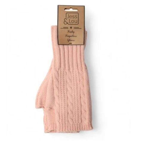 Pink Cosy Cable Knit Fingerless Gloves