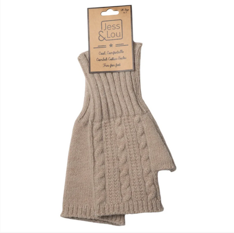 Oatmeal Cosy Cable Knit Fingerless Gloves
