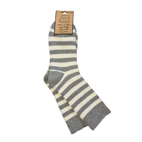 Grey Stripe Cosy Socks