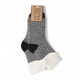 Herringbone Black Super Cosy Cuff Socks