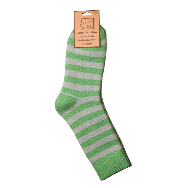 Jess & Lou Grey/Light Green Cosy Socks