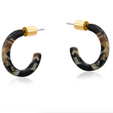 Big Metal Callope Petite Hoop Resin Earrings - Beige