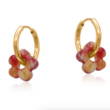 Black Metal Salambo Petite Resin Huggies Earrings - Red