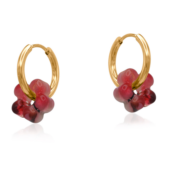 Big Metal Sardinia Petite Resin Huggies - Red/Green
