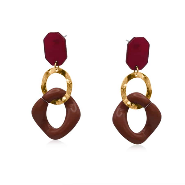 Big Metal Moiraine Resin Chain - Red/Brown