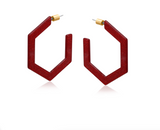 Big Mental Paulina Resin Hexagon Statement Hoop - Red