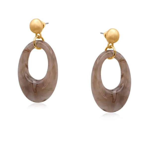Big Metal Egwene Drop Resin Metal Earrings  - Cream