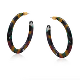 Big Metal Livia Resin Statement Cut Out Hoops - Purple//Green