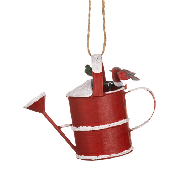 Heart & Robin Watering Can Hanging Decoration