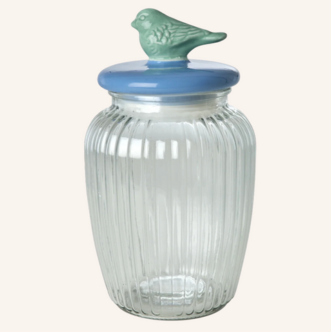 Glass Jar with Bird Lid