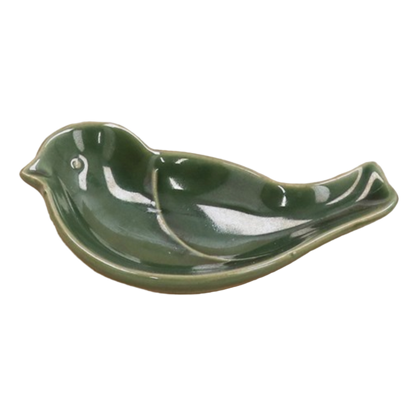 Green Stoneware Mini Bird Dish