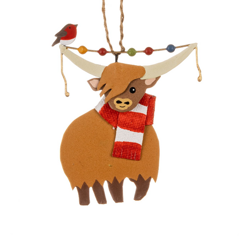 Cow with Robin Hanging Decoration