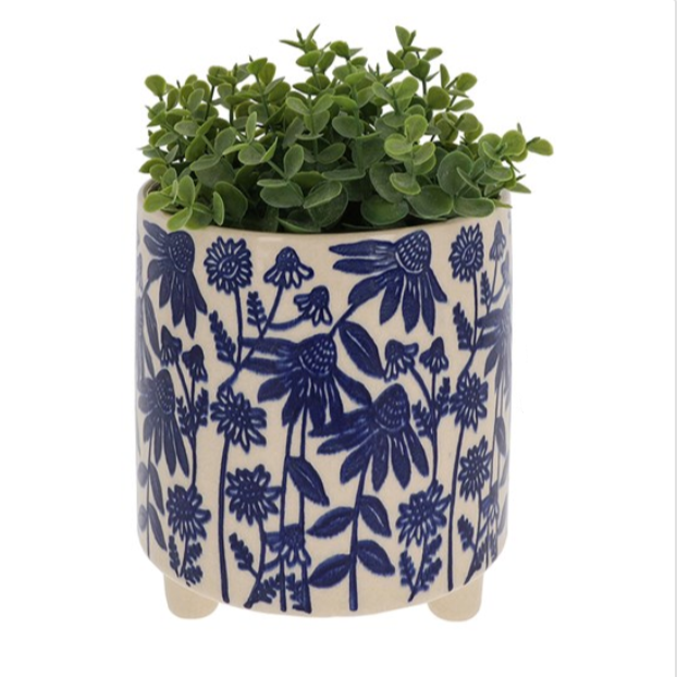 Daisy Floral Planter Large Blue