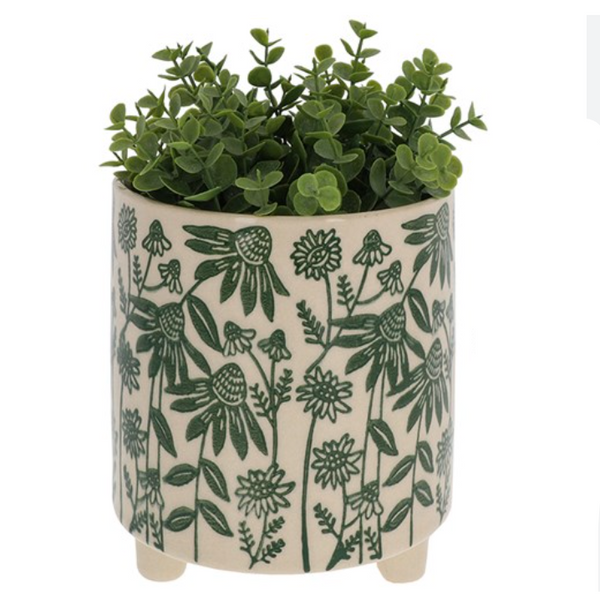 Daisy Floral Planter Large Green