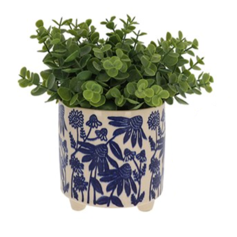 Daisy Floral Planter Small - Blue