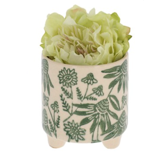Daisy Floral Planter Mini - Green