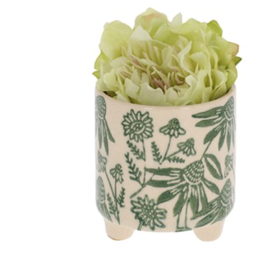Daisy Floral Planter Mini Green