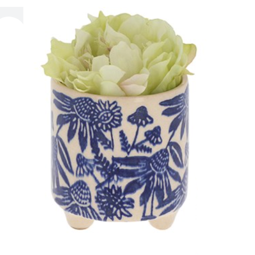 Daisy Floral Planter Mini Blue