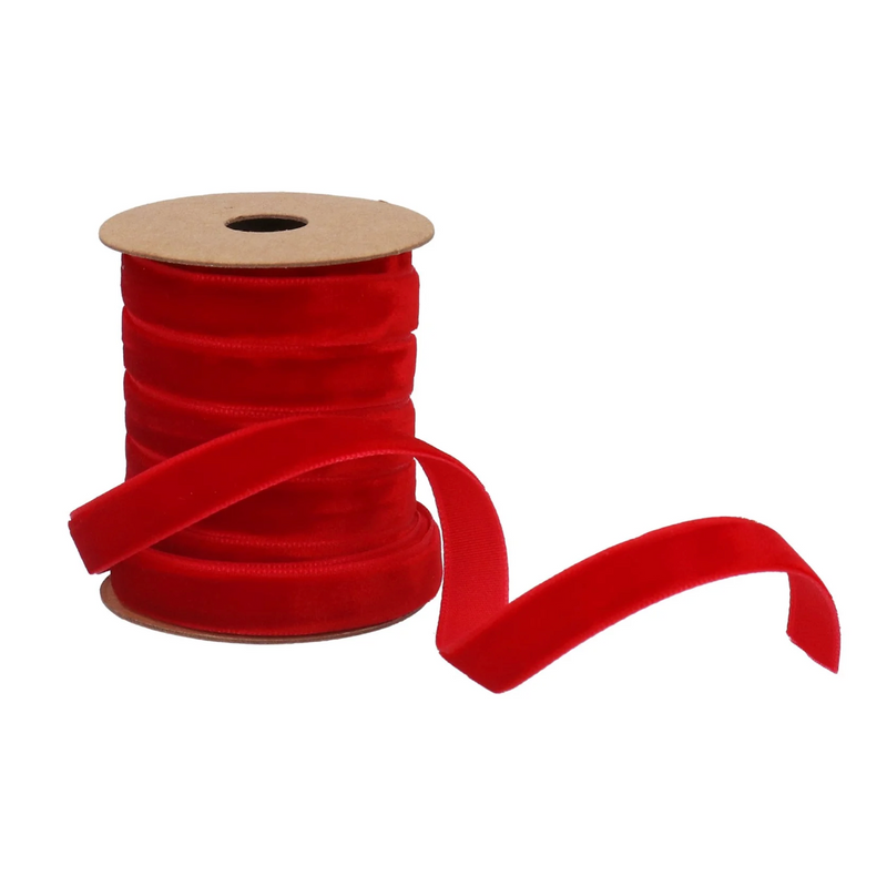 Gisela Graham Velvet Red Thin Ribbon - 2m