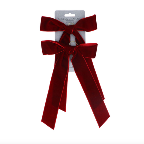Two Plum Velvet Bow Tree Decorations