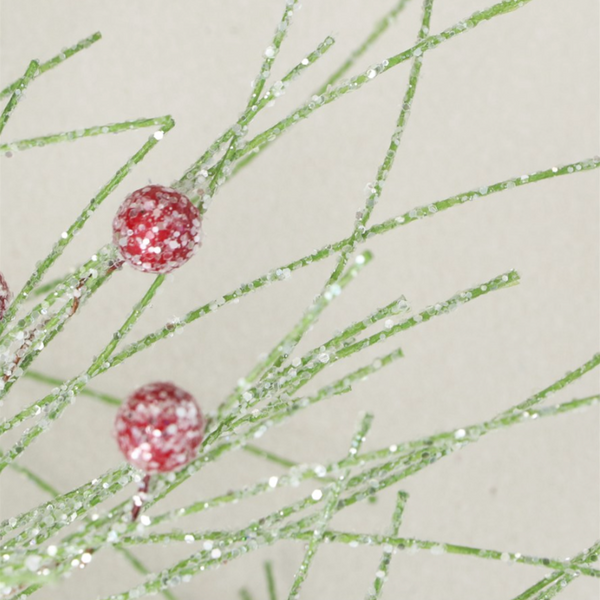 Frosted Fir & Red Berries Spray