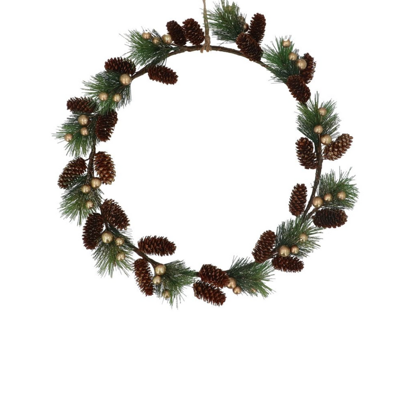 Pine Cone, Fir & Gold Berries Wreath