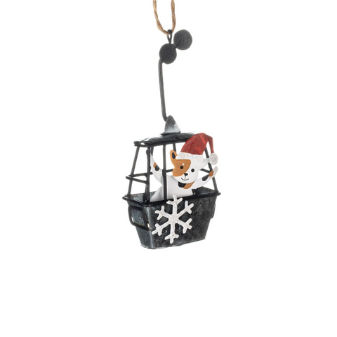 Cat in Silver Cable Car Metal Decoration