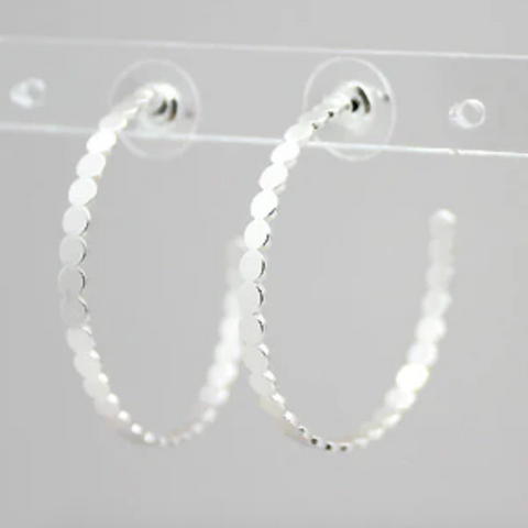 Isles & Stars C-Shaped Brass Hoop Earrings Matt Silver