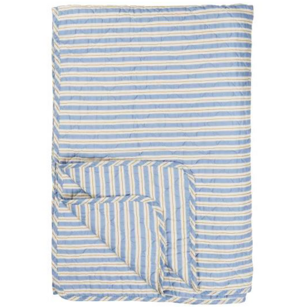 Ib Laursen Quilt blue w/white and brown stripes