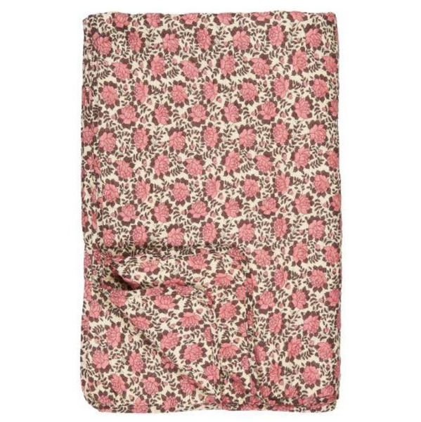 Ib Laursen Quilt with Light Pink and Brown Flower Pattern