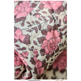 Ib Laursen Quilt with Light Pink and Brown Flower Pattern