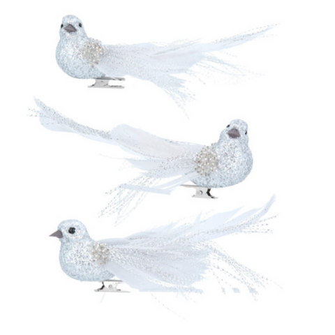 Silver Sparkling Bird Clip
