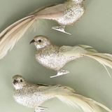Gold Sparkle Pale Feather Clip on Bird