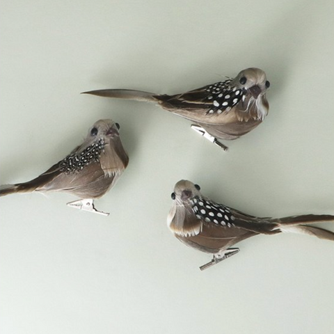 Natural Feather Clip on Bird