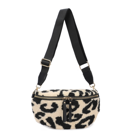 Teddy Animal Print Small Bum Bag - Leopard Cream