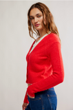Free People School Girl Cardigan - Cherry Red