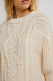 Free People Frankie Cable Sweater - Buttercream