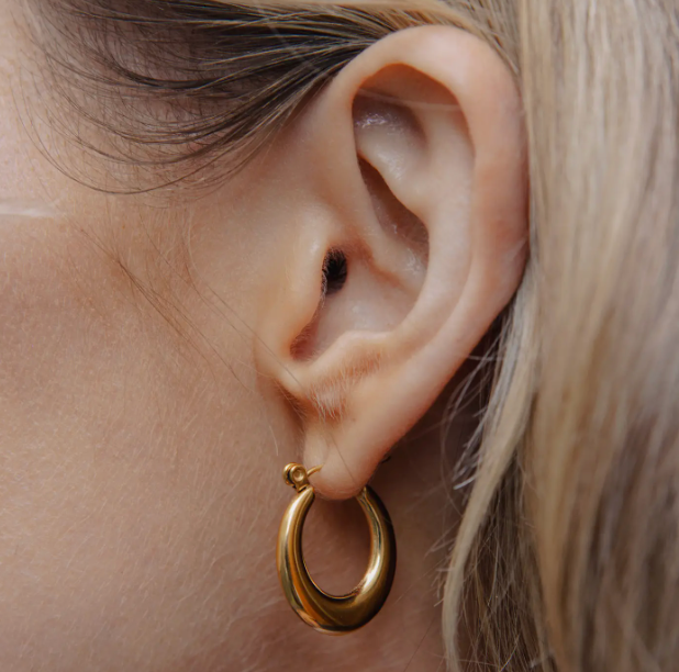 Nordic Muse Gold Oval Hoop Earrings, Waterproof