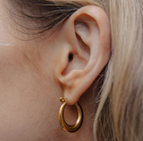 Nordic Muse Gold Oval Hoop Earrings, Waterproof